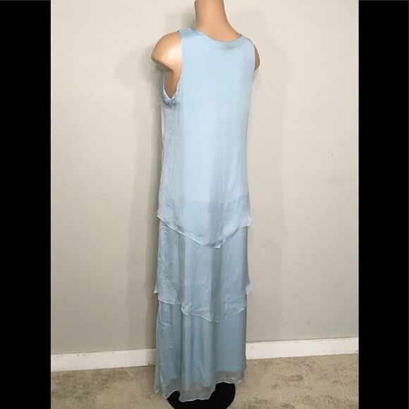 Soft Surroundings silk blue tiered maxi dress. Stretchy. New - Picture 4 of 8